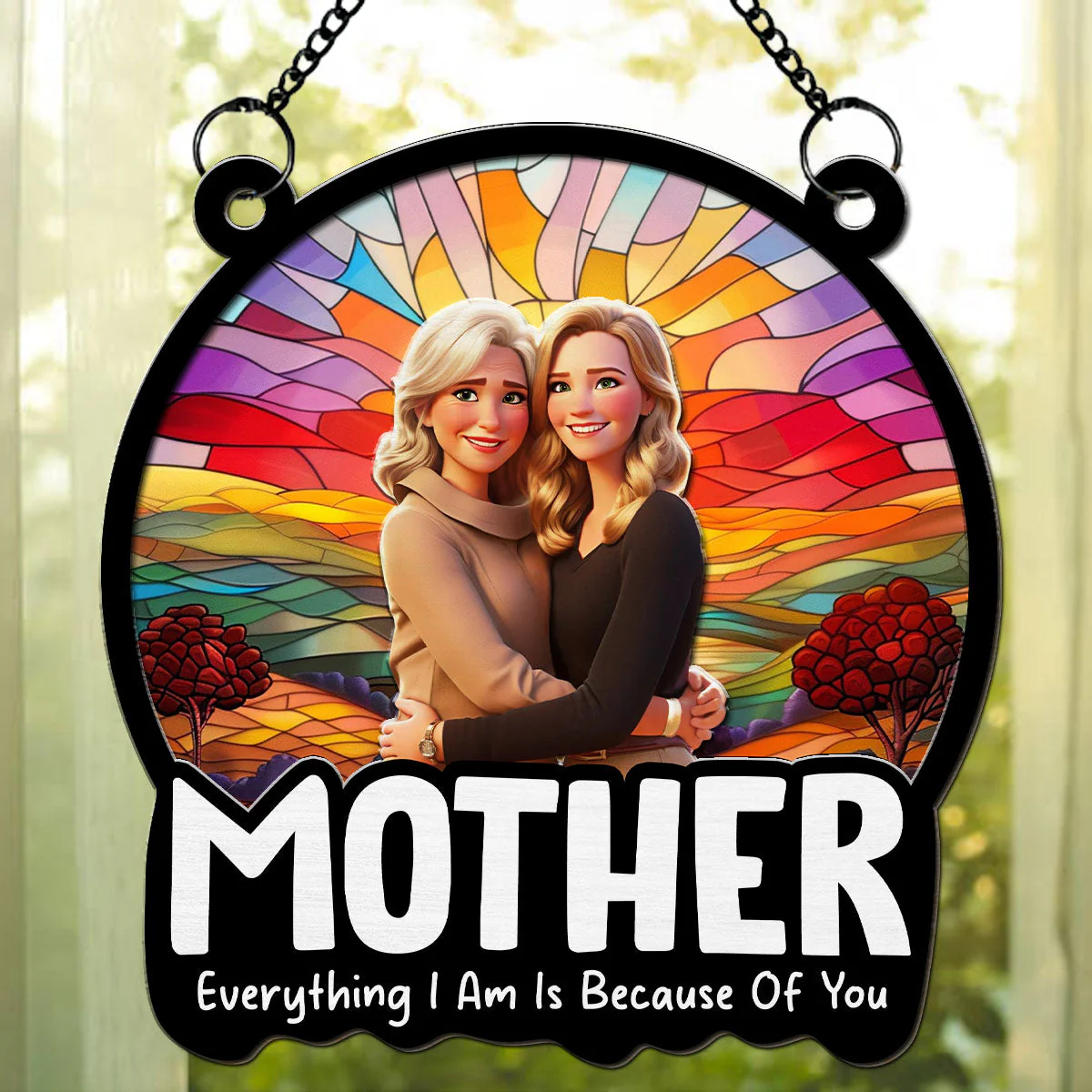 Everything I Am Is Because Of You - Personalized Custom Suncatcher - Image 3