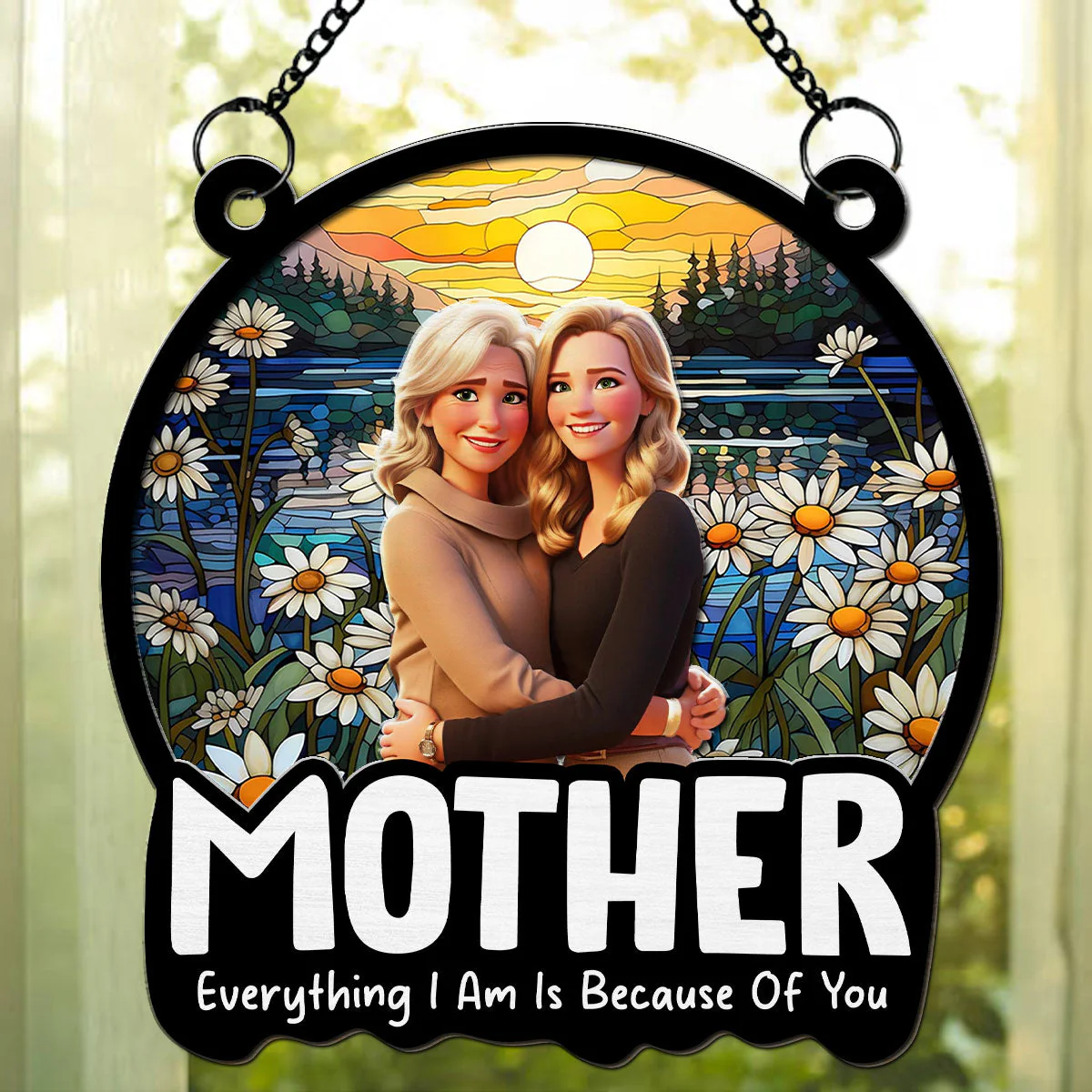 Everything I Am Is Because Of You - Personalized Custom Suncatcher - Image 4