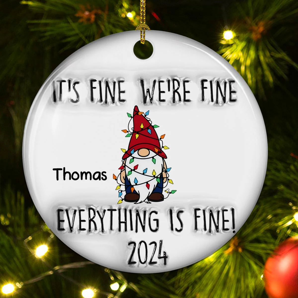 Everything Is Fine Coworkers - Personalized Custom 3D Inflated Effect Ceramic Ornament - Image 2