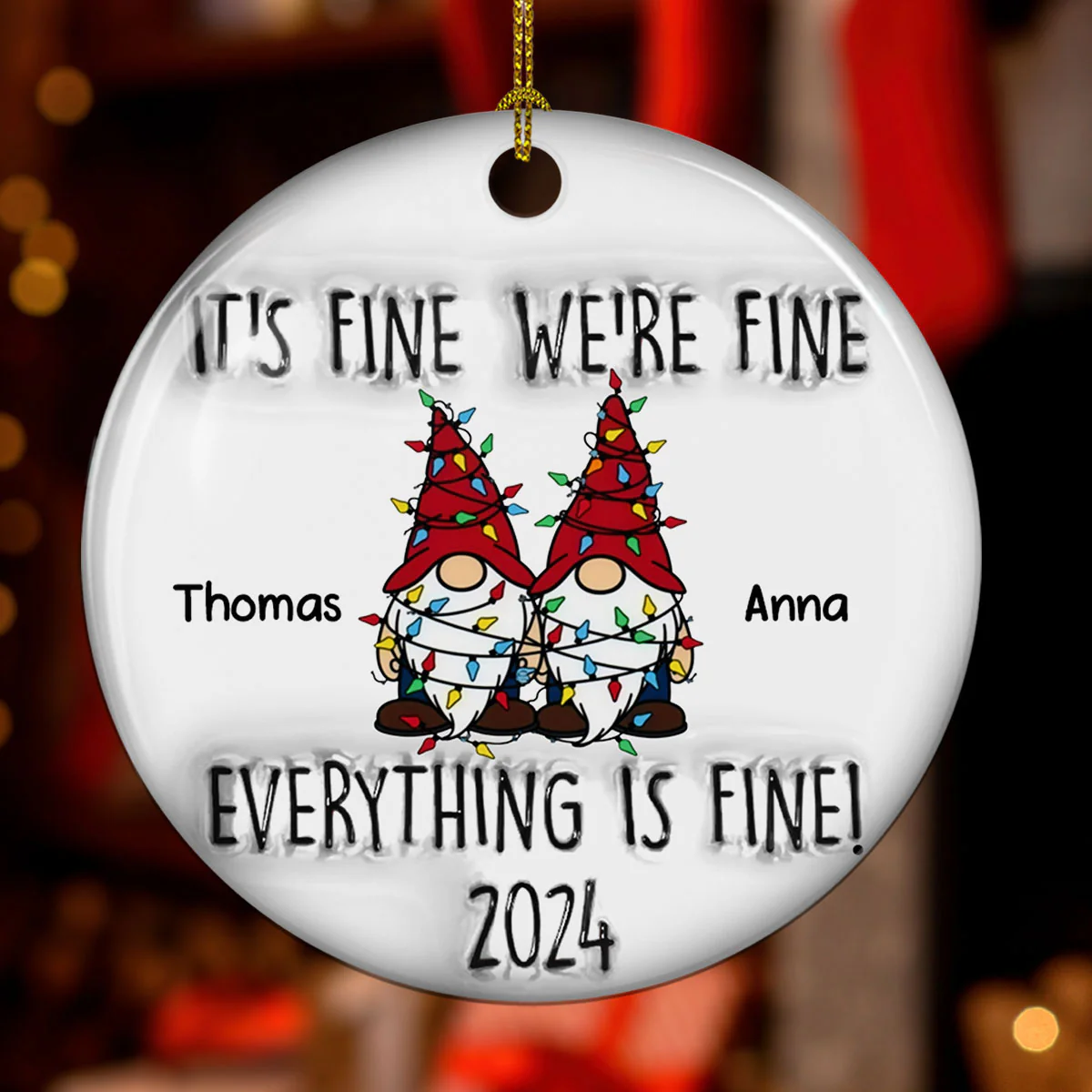 Everything Is Fine Coworkers - Personalized Custom 3D Inflated Effect Ceramic Ornament - Image 3
