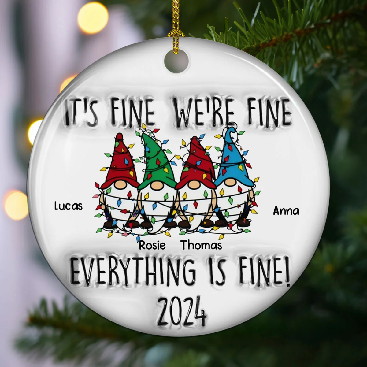 Everything Is Fine Coworkers - Personalized Custom 3D Inflated Effect Ceramic Ornament - Image 4