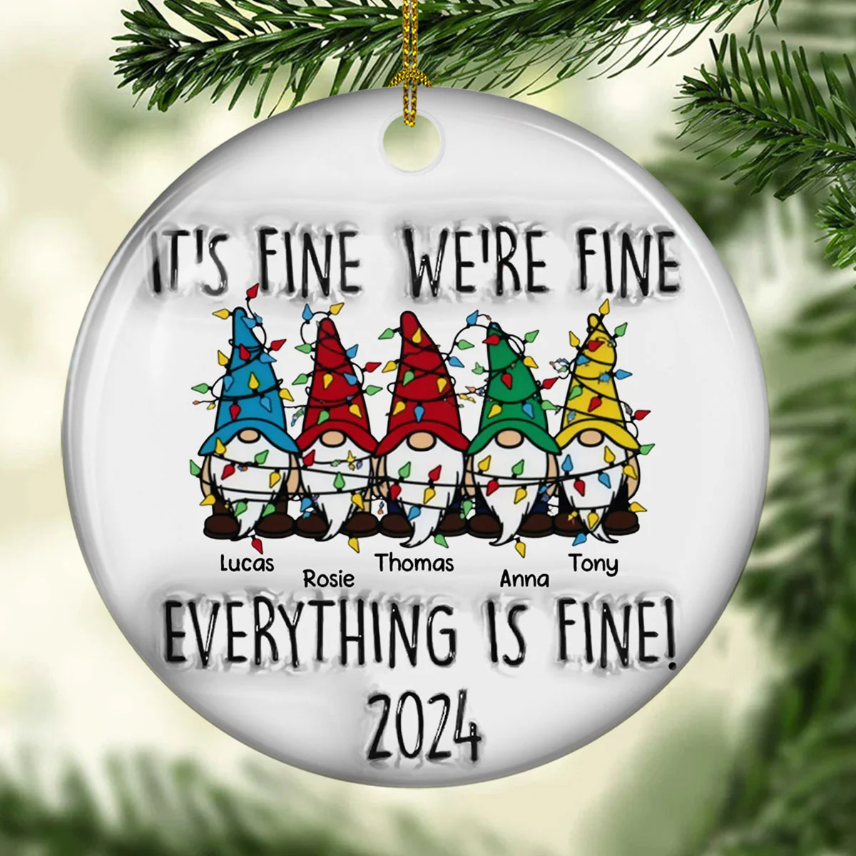 Everything Is Fine Coworkers - Personalized Custom 3D Inflated Effect Ceramic Ornament - Image 5