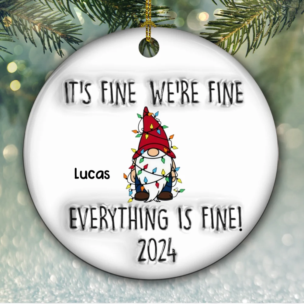 Everything Is Fine Coworkers - Personalized Custom 3D Inflated Effect Ceramic Ornament - Image 6