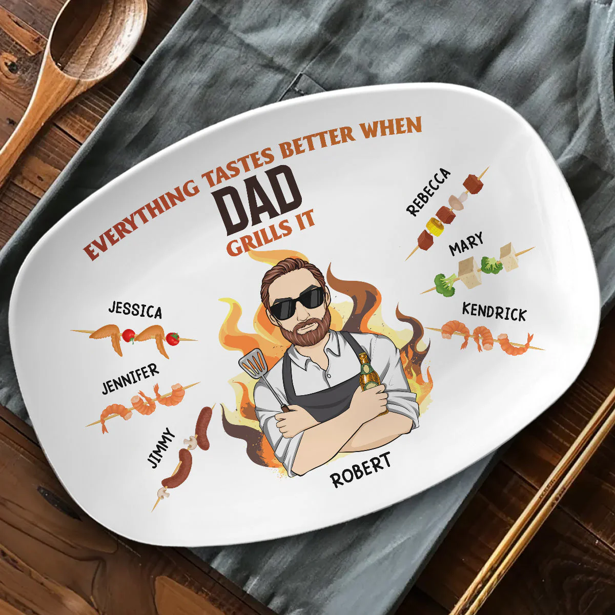 Everything Tastes Better When Dad Grills It - Personalized Custom Platter - Image 2