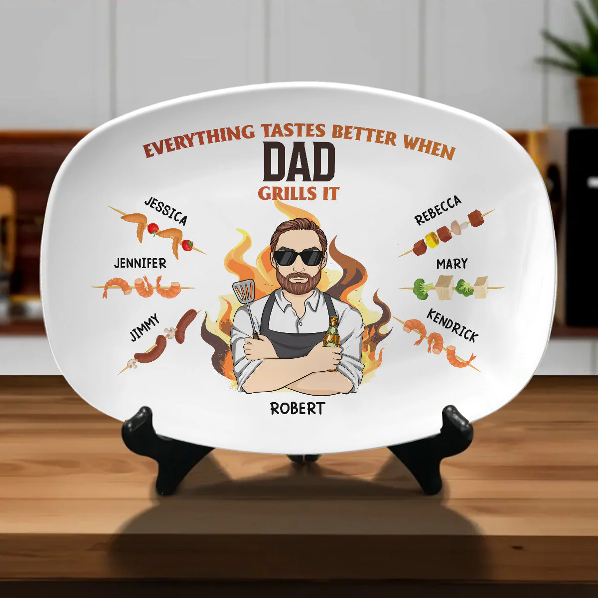 Everything Tastes Better When Dad Grills It - Personalized Custom Platter - Image 3