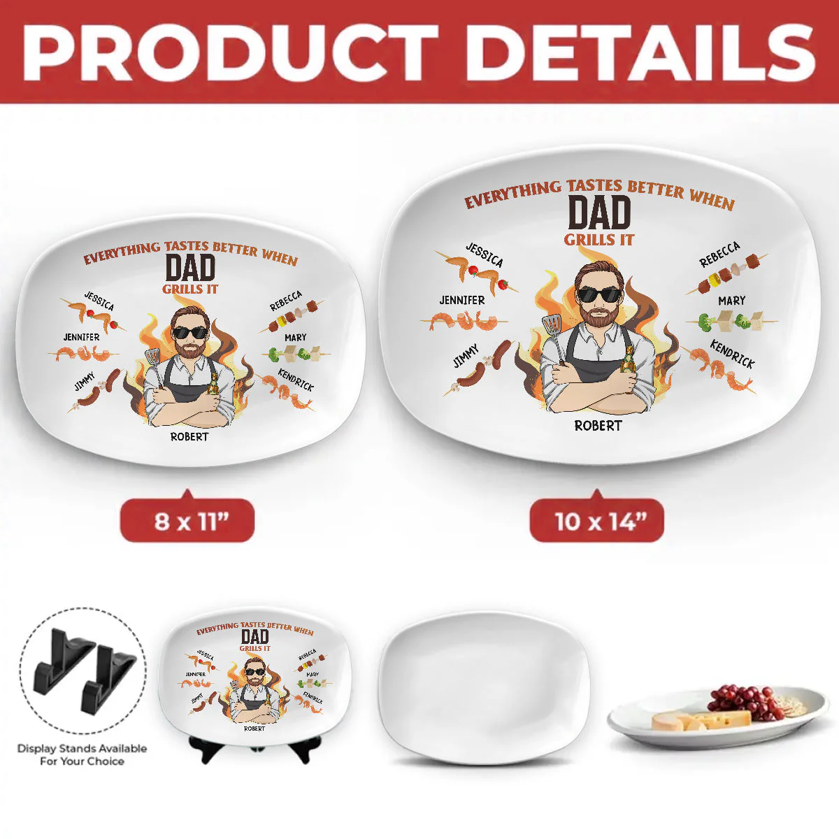Everything Tastes Better When Dad Grills It - Personalized Custom Platter - Image 4