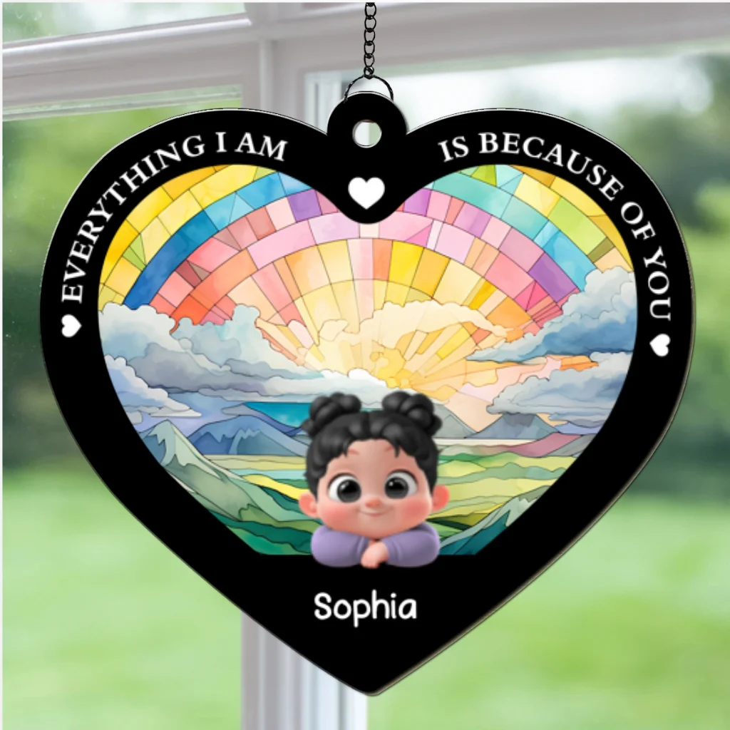 Everything We Are Is Because Of You - Personalized Custom Suncatcher - Image 5