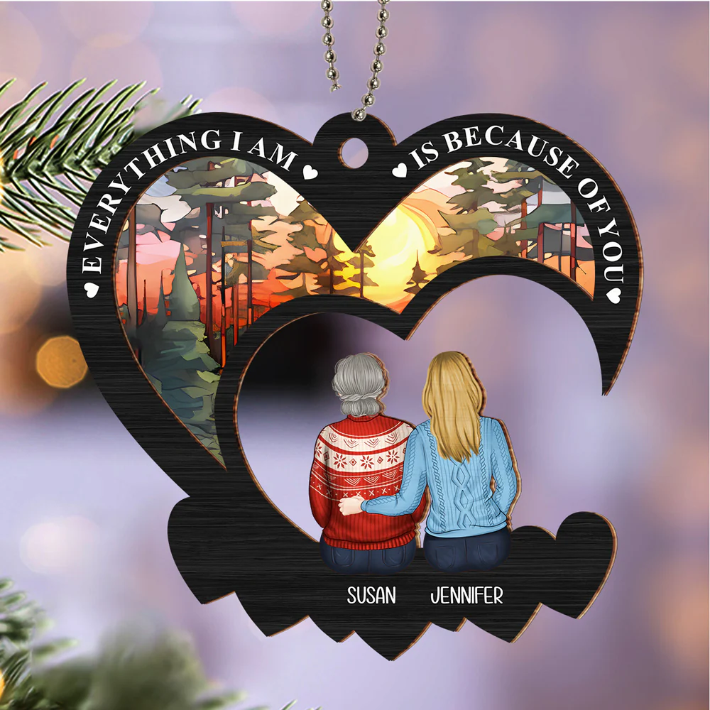 Everything We Are Is Because Of You - Personalized Custom Suncatcher Ornament - Image 2