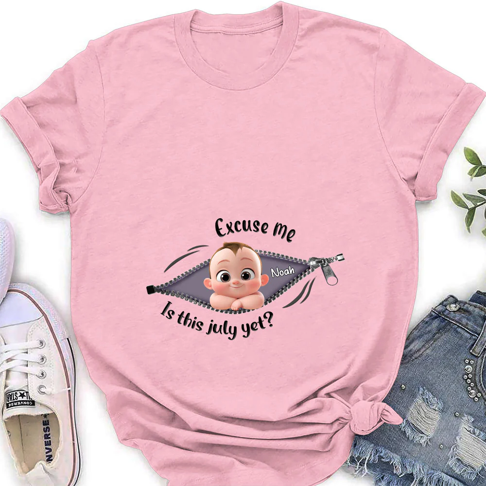 Expecting Parents Excuse Me Is It Yet - Personalized Custom Shirt - Image 4