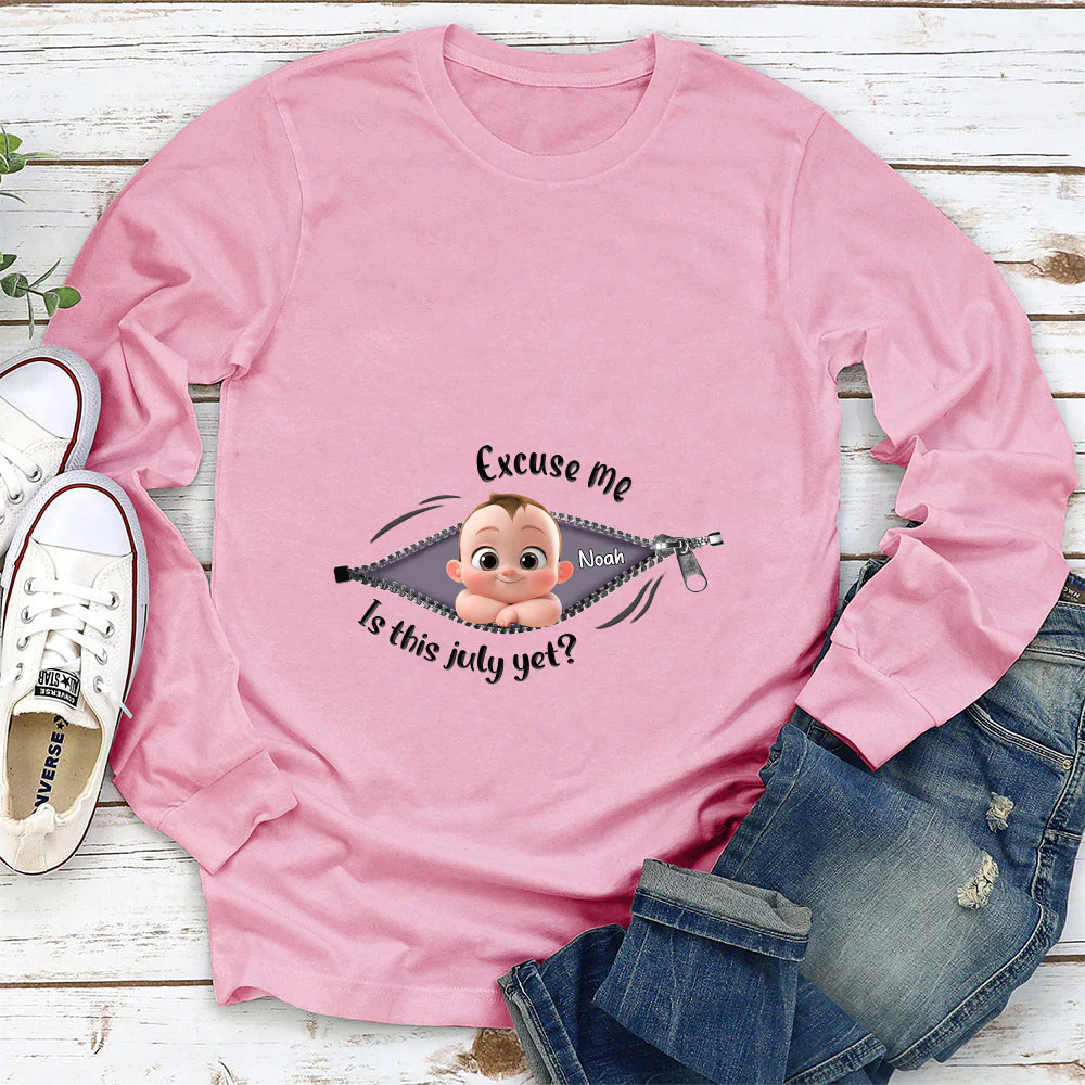 Expecting Parents Excuse Me Is It Yet - Personalized Custom Shirt - Image 5