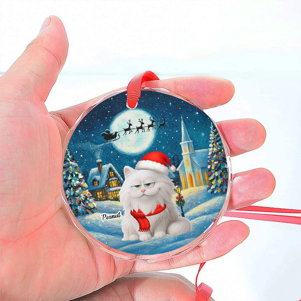 Falling In Me Cat Ver 2 - Personalized Custom Glass Ornament - Image 3