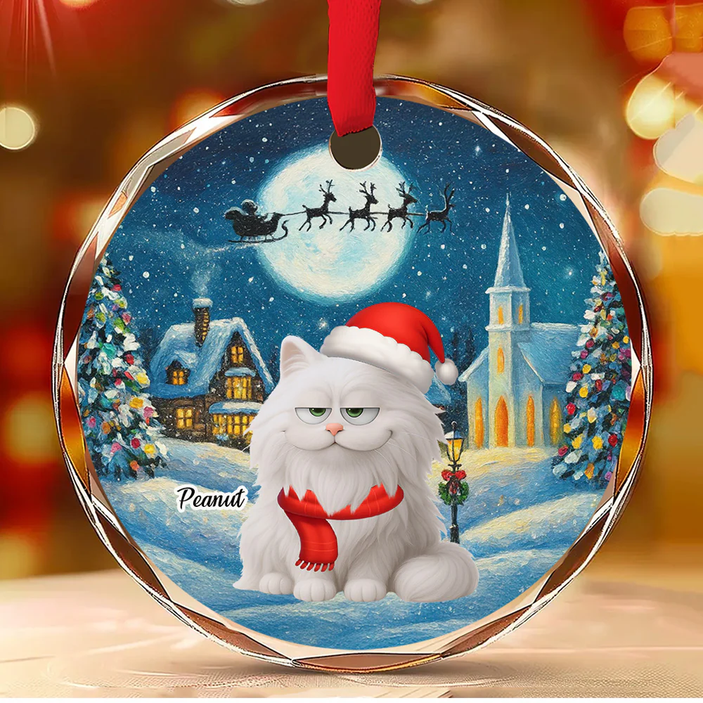 Falling In Me Cat Ver 2 - Personalized Custom Glass Ornament - Image 5