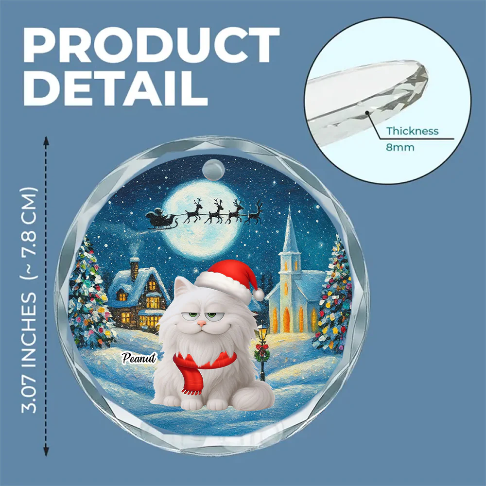 Falling In Me Cat Ver 2 - Personalized Custom Glass Ornament - Image 6