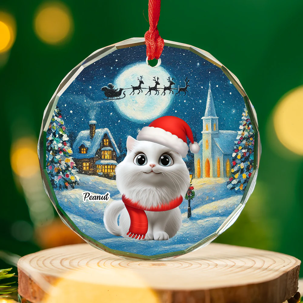 Falling In Me Cat Ver - Personalized Custom Glass Ornament - Image 4