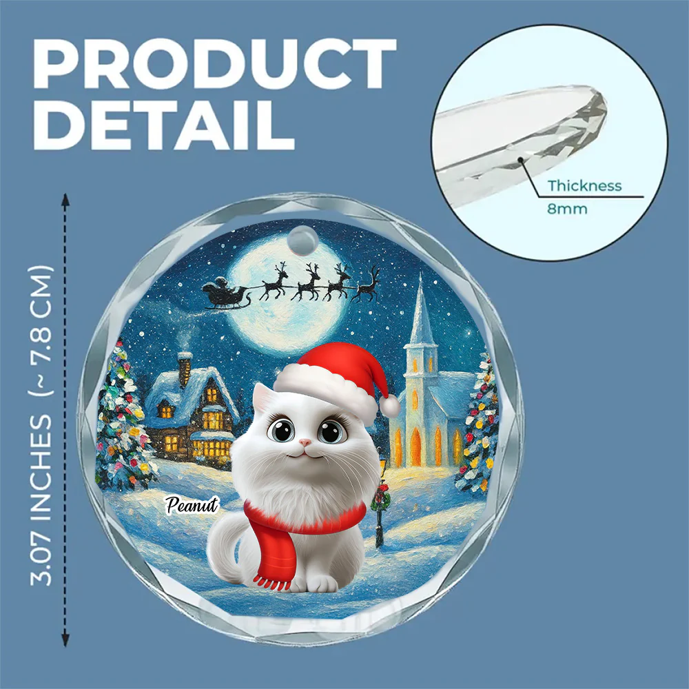 Falling In Me Cat Ver - Personalized Custom Glass Ornament - Image 5