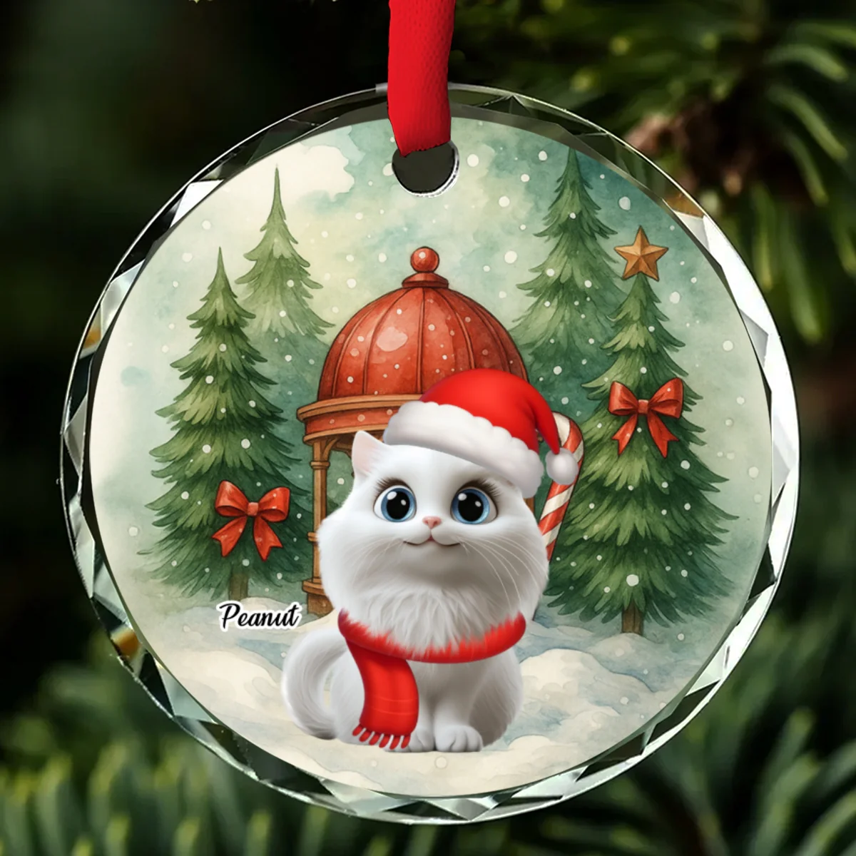 Falling In Me Cat Ver - Personalized Custom Glass Ornament - Image 6
