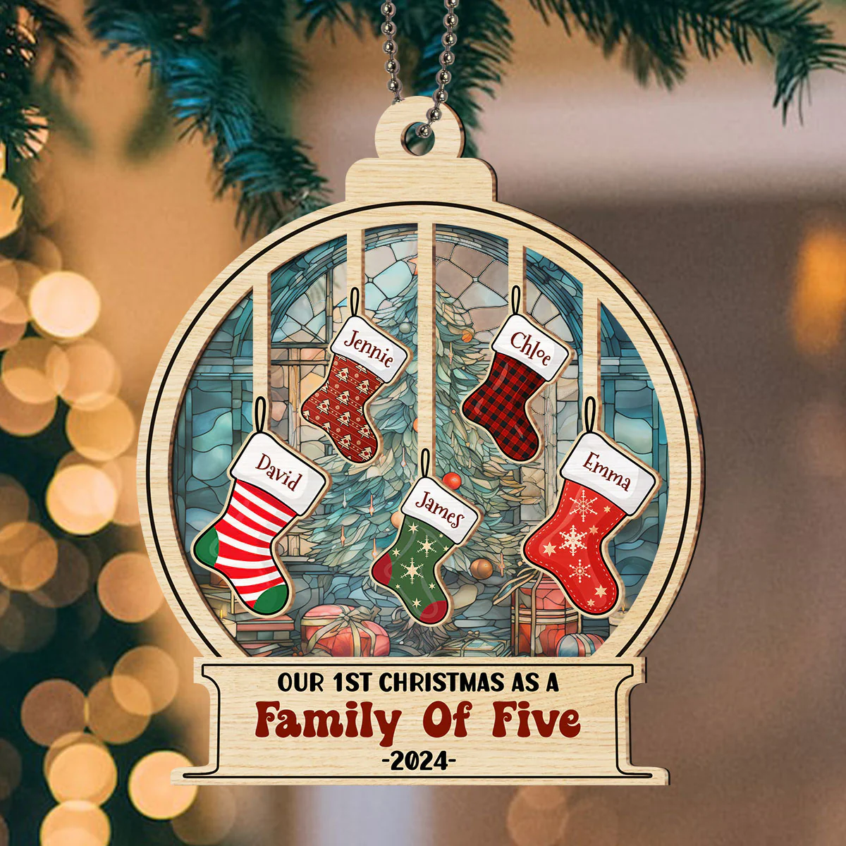 Family 1st Christmas - Personalized Custom Suncatcher Ornament - Image 2