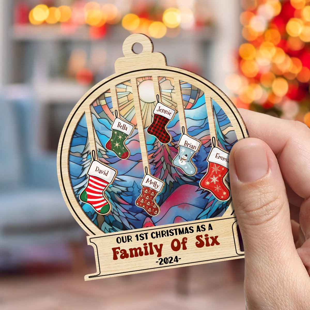 Family 1st Christmas - Personalized Custom Suncatcher Ornament - Image 3