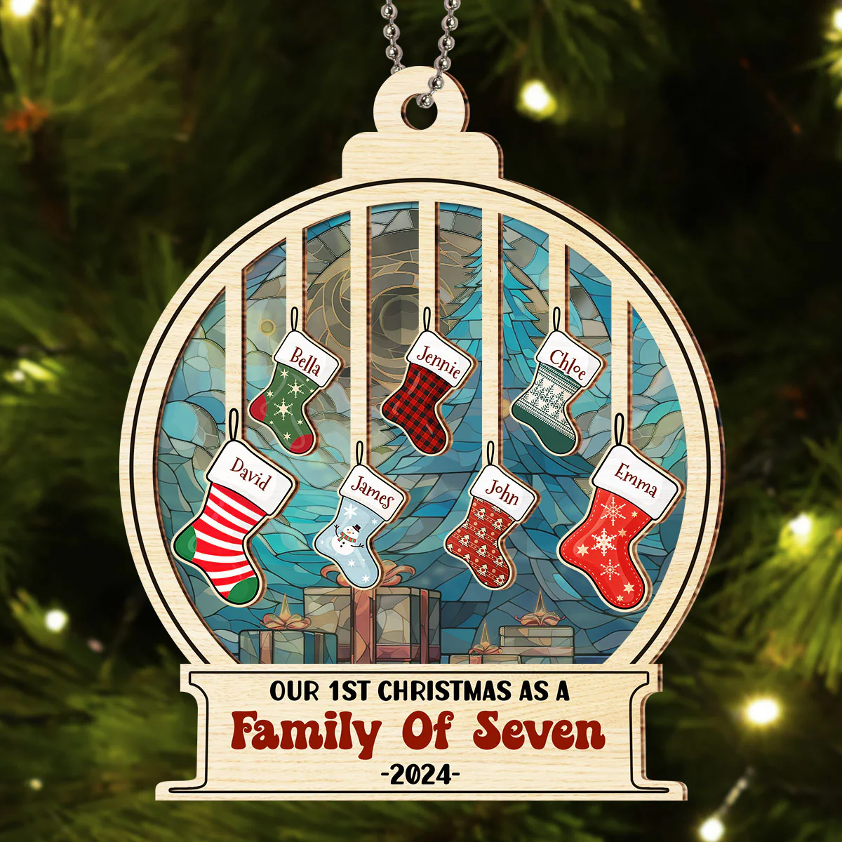 Family 1st Christmas - Personalized Custom Suncatcher Ornament - Image 4