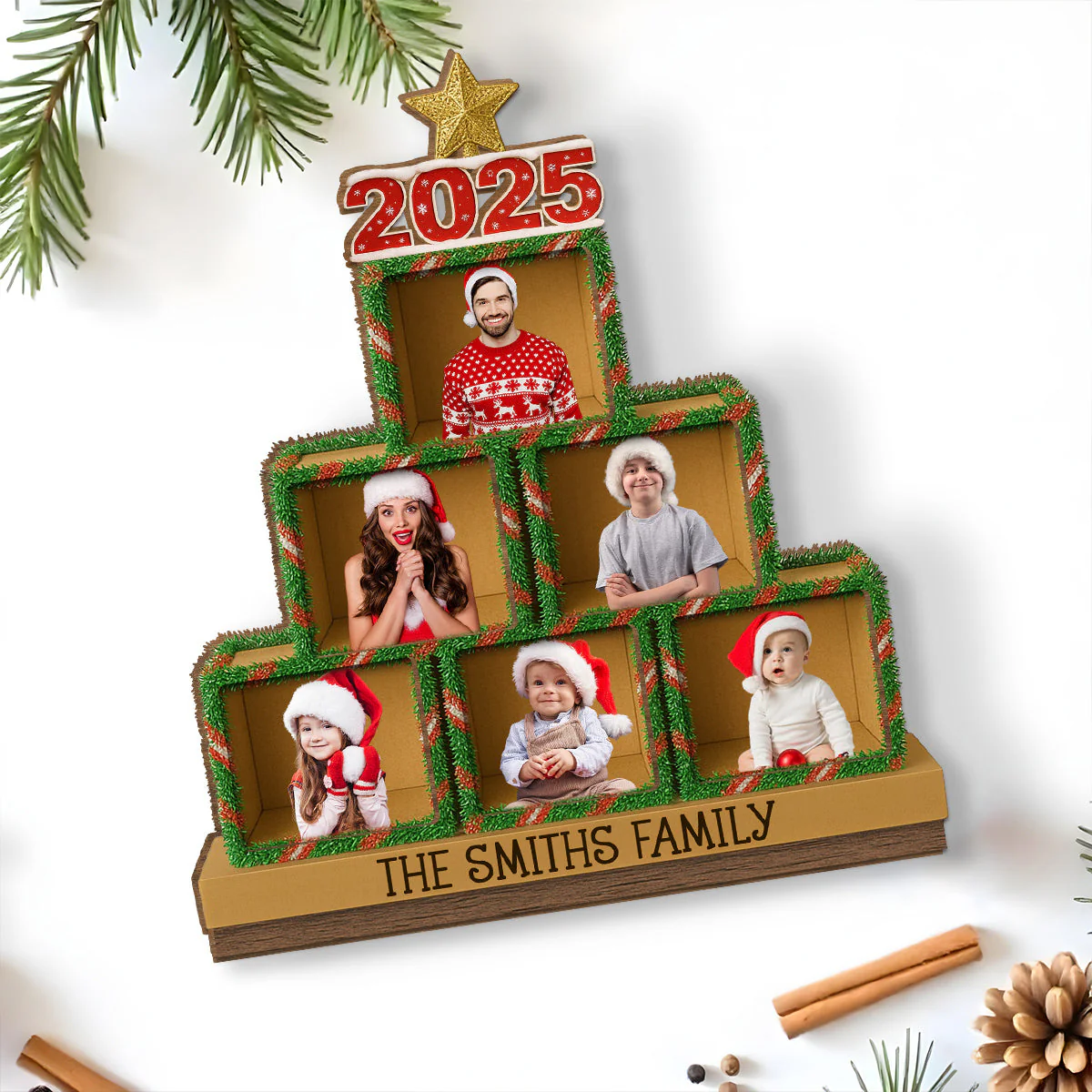 Family 2025 - Personalized Custom 2-Layer Wood Plaque With Flat Base - Image 4