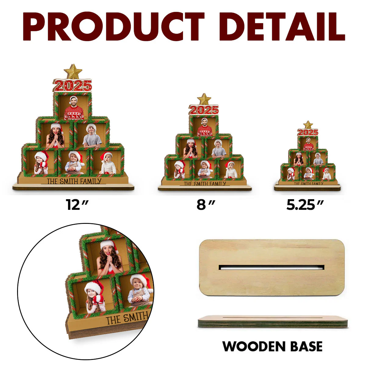 Family 2025 - Personalized Custom 2-Layer Wood Plaque With Flat Base - Image 6