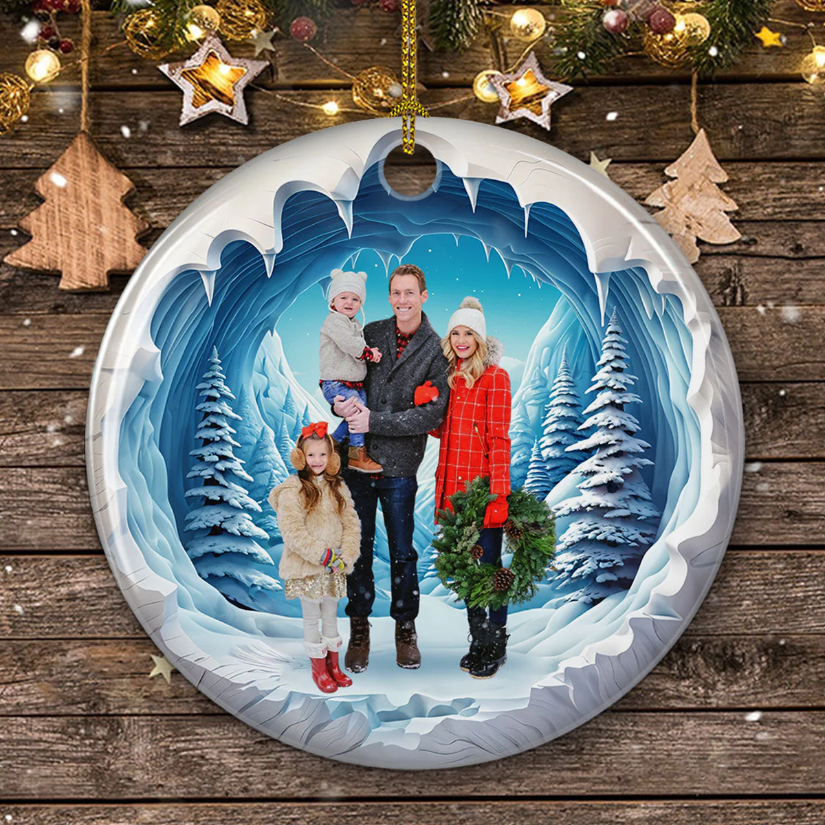 Family 3D Photo - Personalized Custom Ceramic Ornament - Image 2