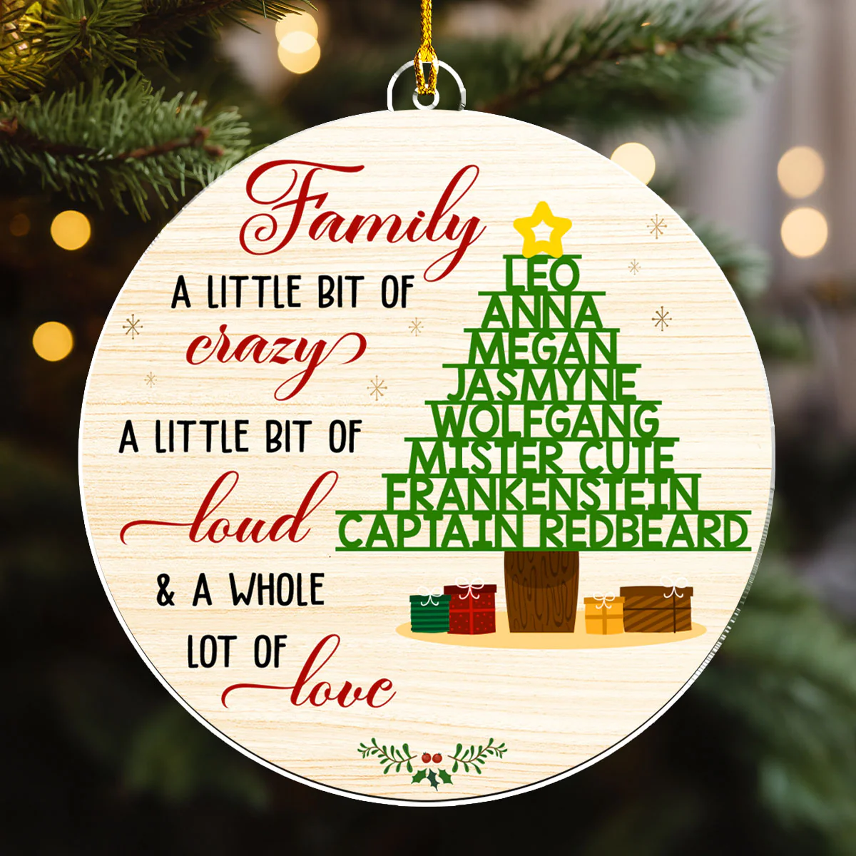Family A Little Bit Crazy - Personalized Custom Acrylic Ornament - Image 2