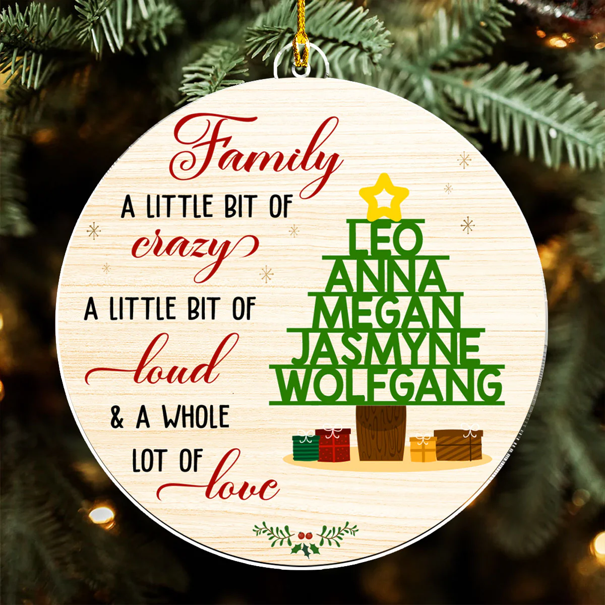 Family A Little Bit Crazy - Personalized Custom Acrylic Ornament - Image 4