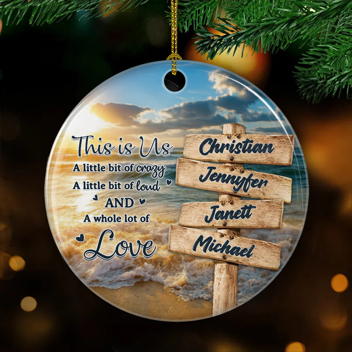 Family A Whole Lot Of Love - Personalized Custom Ceramic Ornament - Image 2