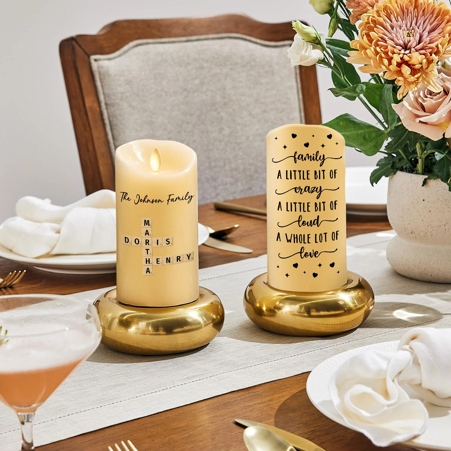 Family A Whole Lot Of Love - Personalized Custom LED Candle - Image 4