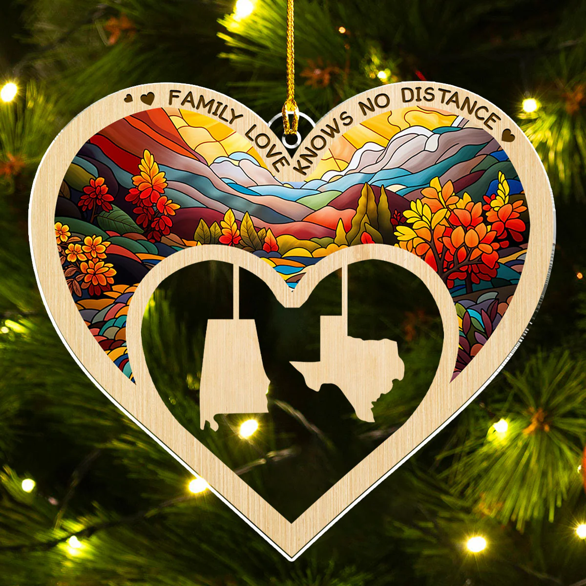 Family Always Connected By Heart - Personalized Custom Acrylic Ornament - Image 3