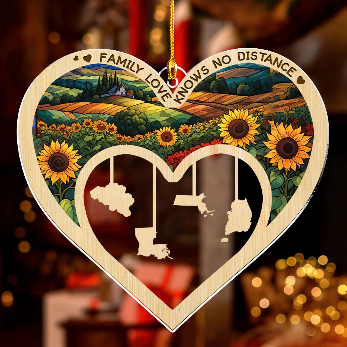 Family Always Connected By Heart - Personalized Custom Acrylic Ornament - Image 4