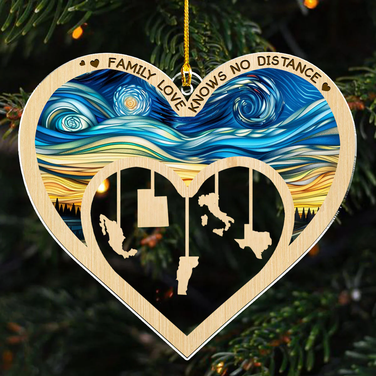 Family Always Connected By Heart - Personalized Custom Acrylic Ornament - Image 5