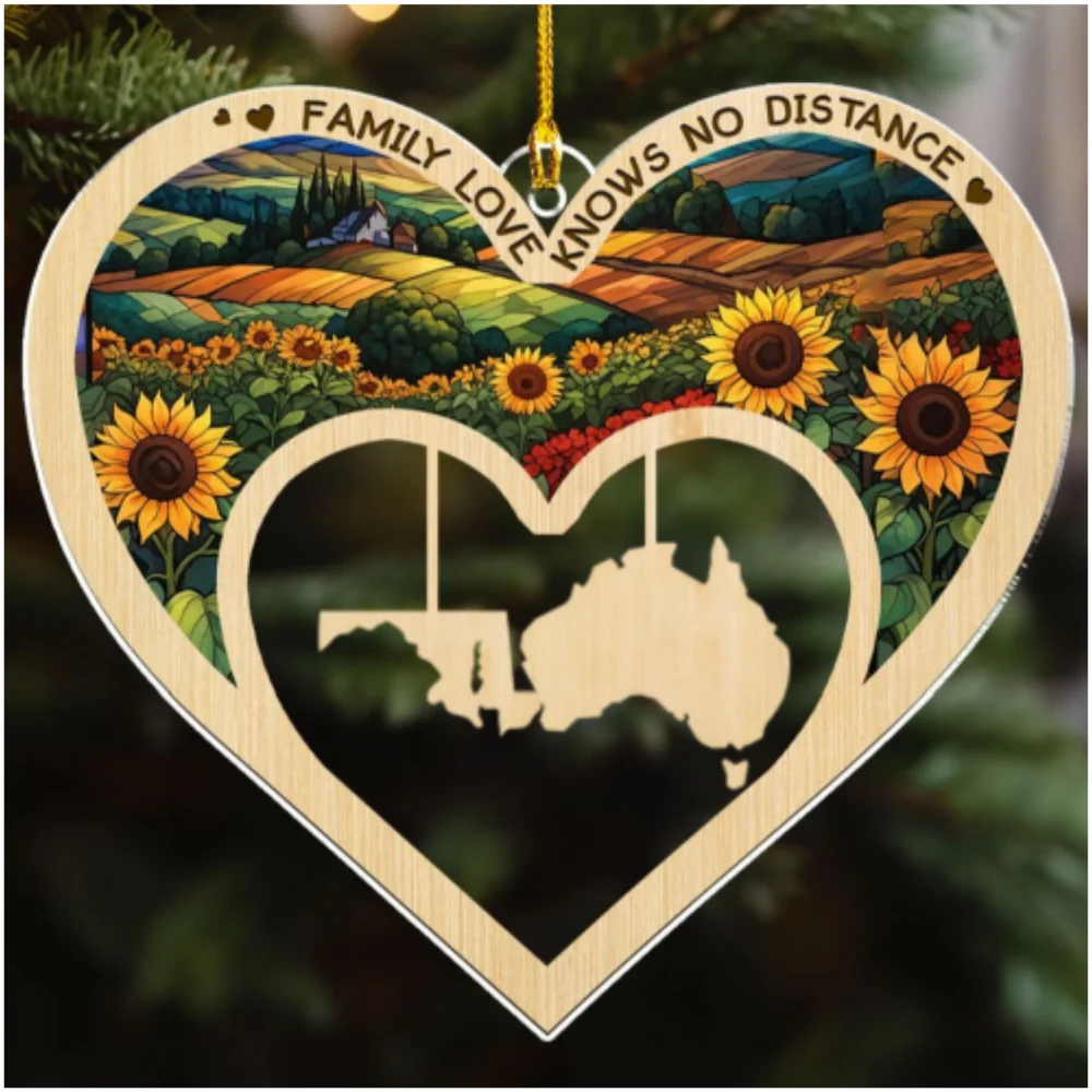 Family Always Connected By Heart - Personalized Custom Acrylic Ornament - Image 6
