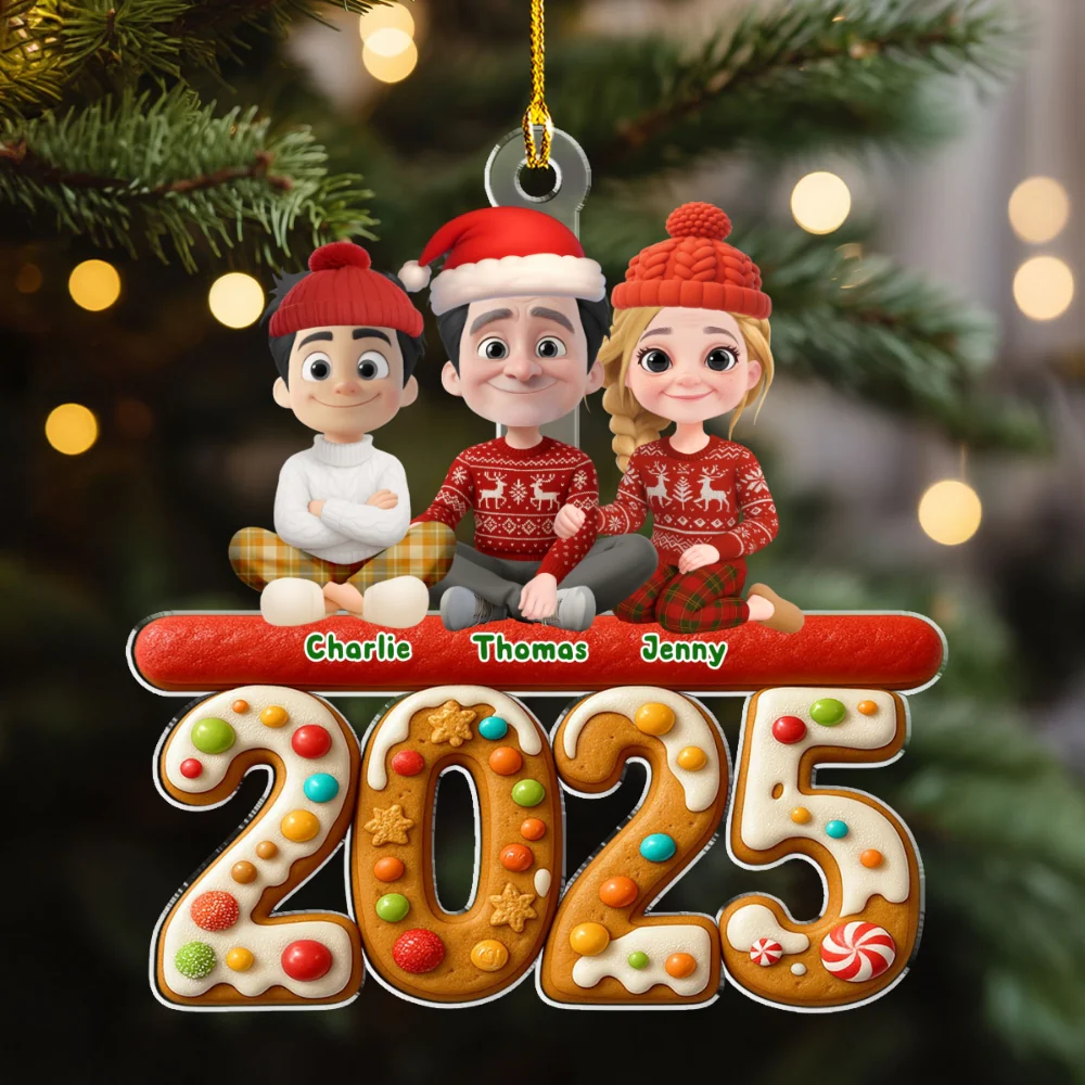 Family And Dog Cake - Personalized Custom Acrylic Ornament - Image 7