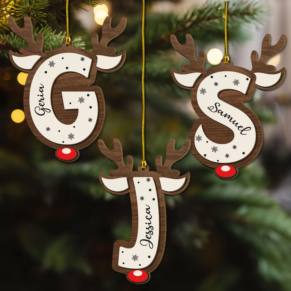 Family Begins Where Love Grows - Personalized Custom 2-layered Wood Ornament - Image 2