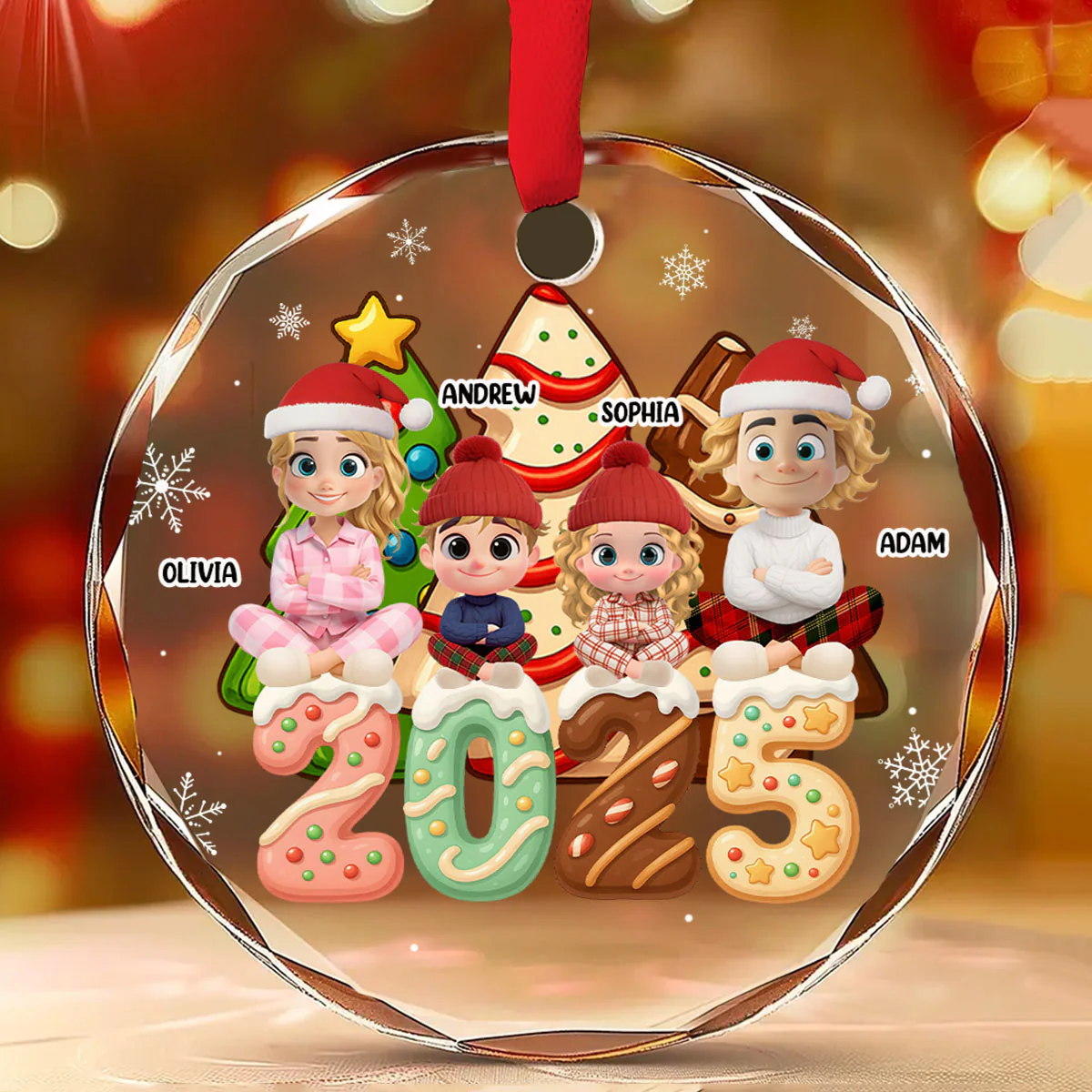 Family Cake - Personalized Custom Glass Ornament - Image 5