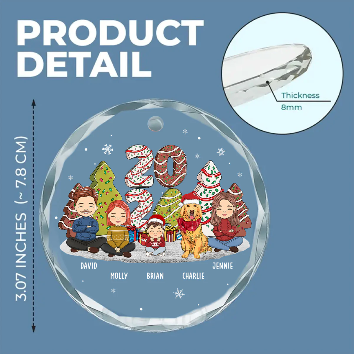 Family Cake - Personalized Custom Glass Ornament - Image 5