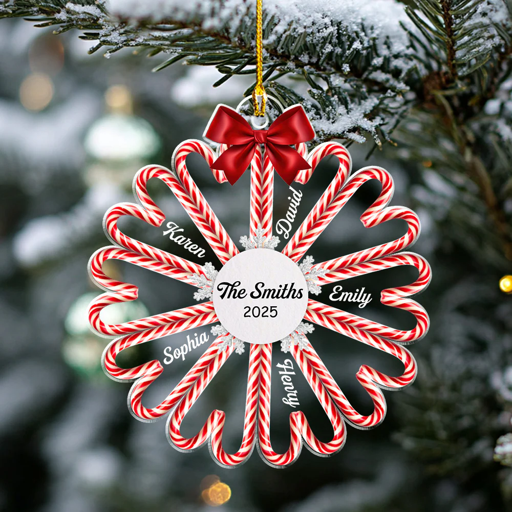 Family Candy Cane - Personalized Custom Acrylic Ornament - Image 2