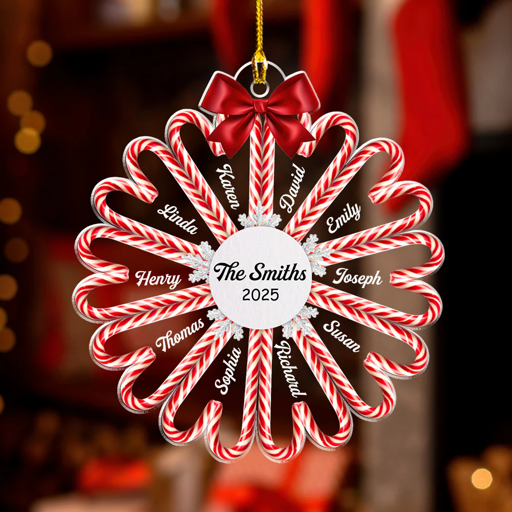 Family Candy Cane - Personalized Custom Acrylic Ornament - Image 3