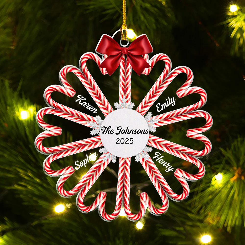 Family Candy Cane - Personalized Custom Acrylic Ornament - Image 4