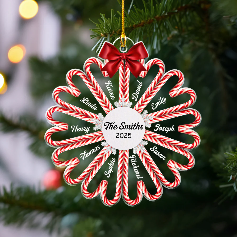 Family Candy Cane - Personalized Custom Acrylic Ornament - Image 5