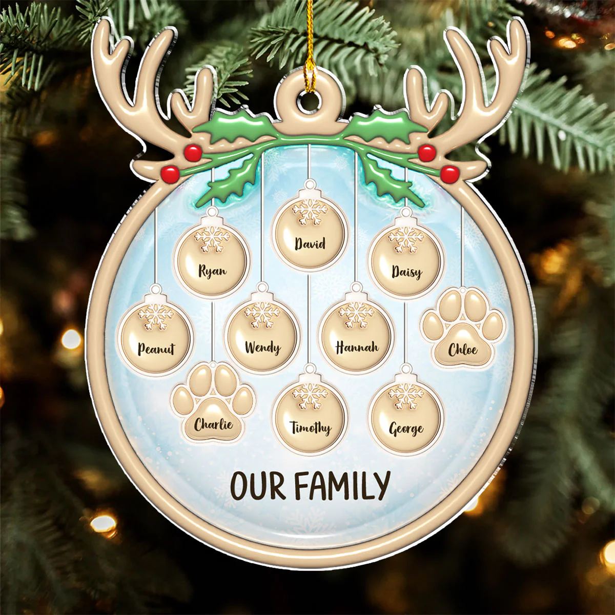 Family Charm - Personalized Custom 3D Inflated Effect Acrylic Ornament - Image 4