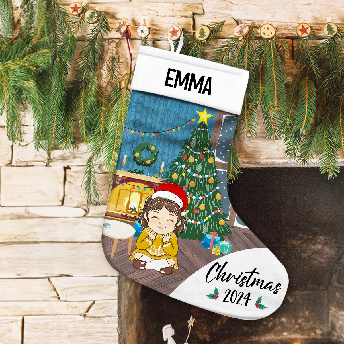 Family Christmas 2024 - Personalized Custom Christmas Stocking - Image 5