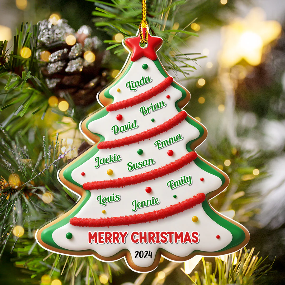 Family Christmas Cake - Personalized Custom Acrylic Ornament - Image 2