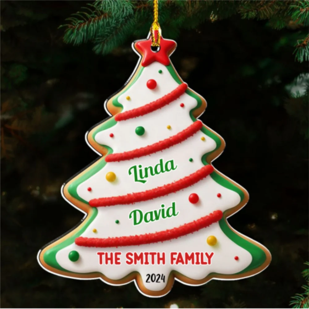 Family Christmas Cake - Personalized Custom Acrylic Ornament - Image 6