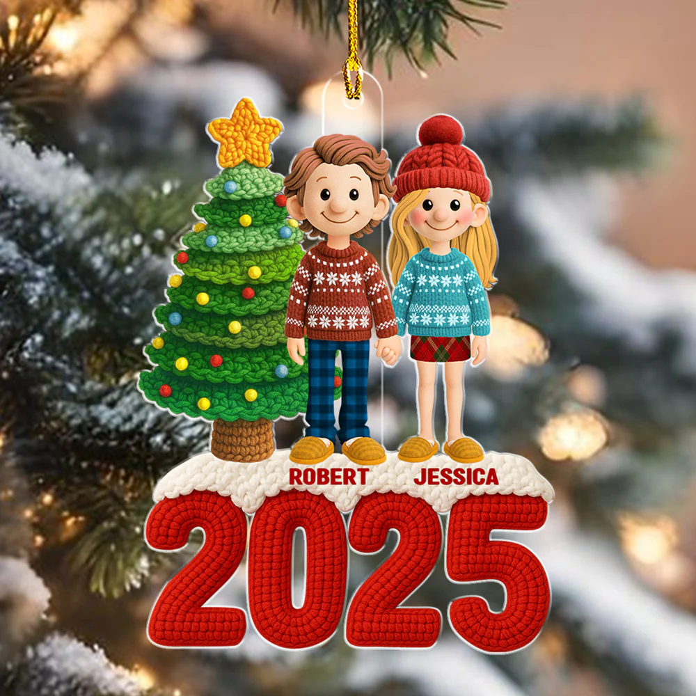 Family Christmas Crochet - Personalized Custom Acrylic Ornament - Image 5