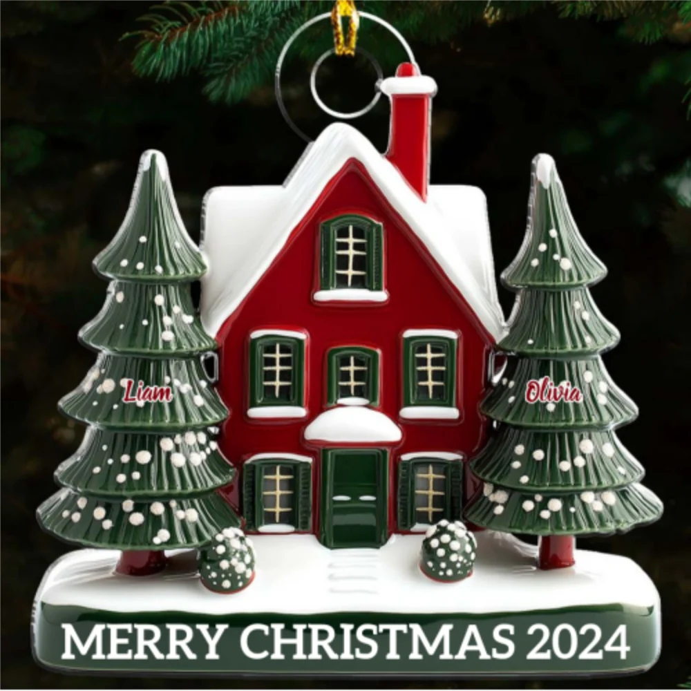 Family Christmas House Version 2 - Personalized Custom Acrylic Ornament - Image 5