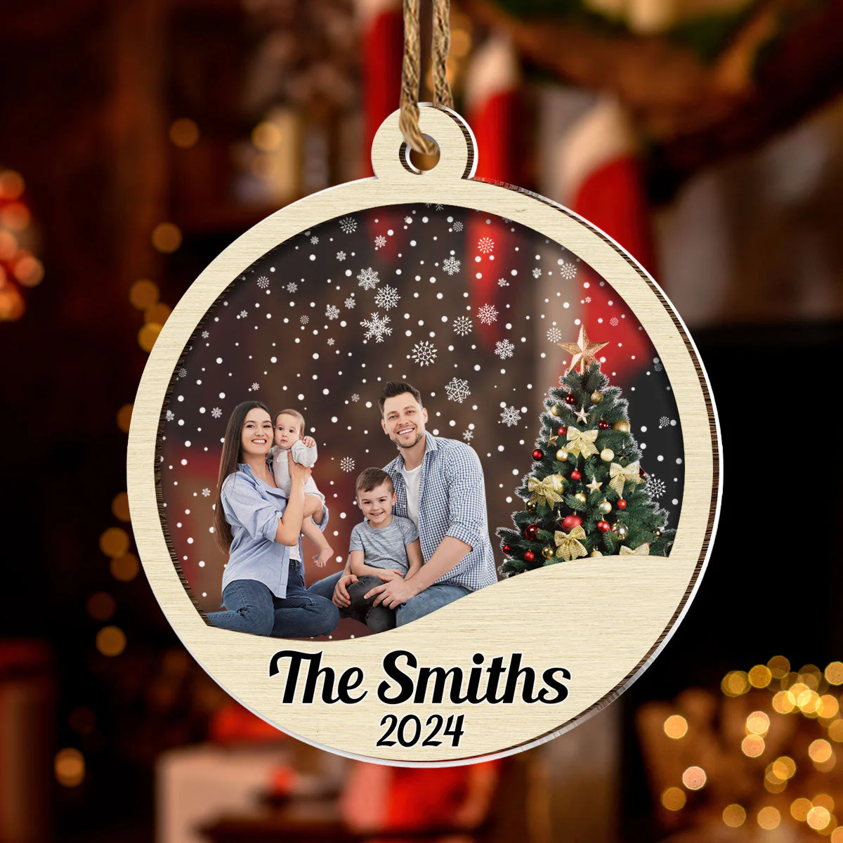 Family Christmas Ornament - Personalized Custom 2-layered Wood Ornament - Image 4