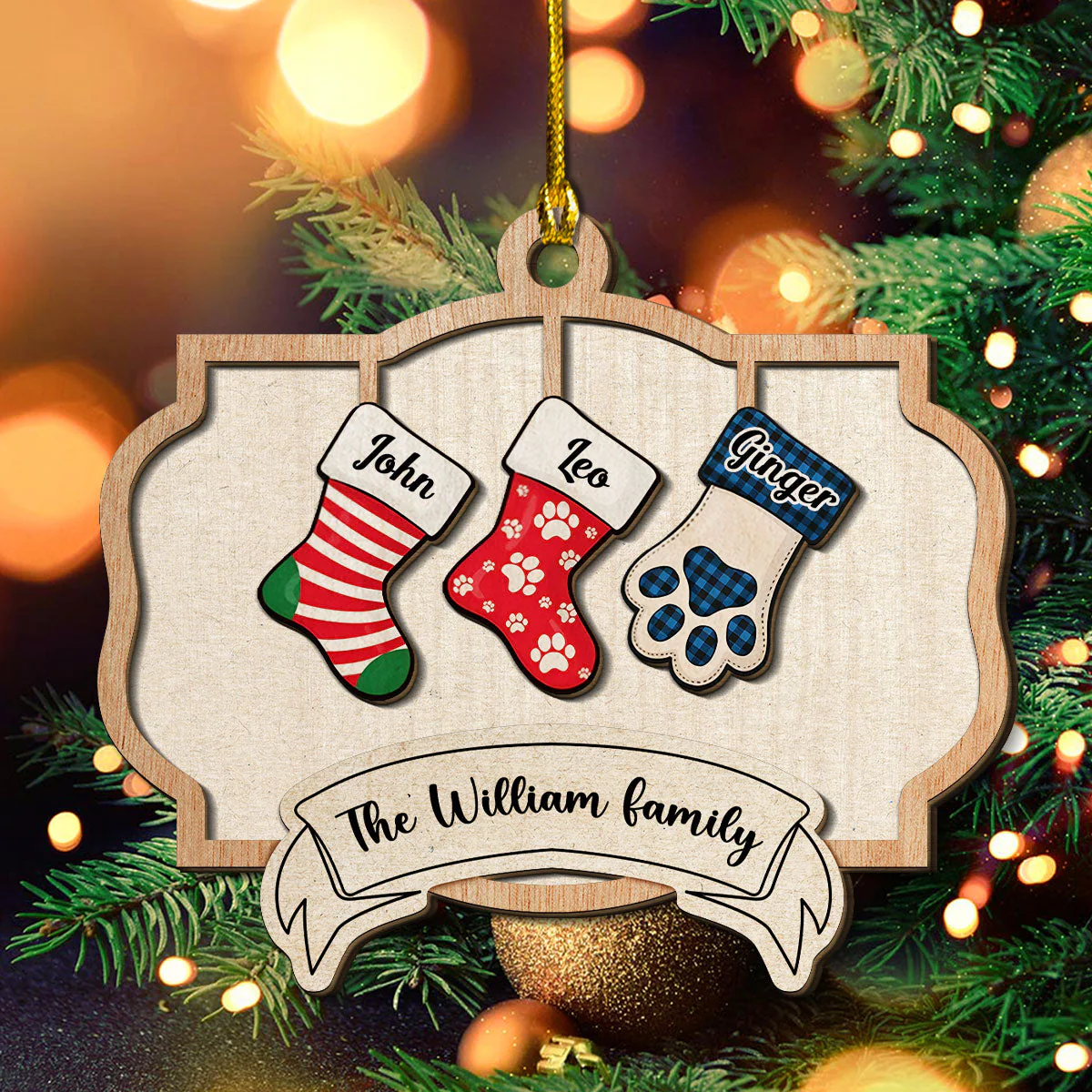 Family Christmas - Personalized Custom 2-Layered Wood Ornament - Image 5